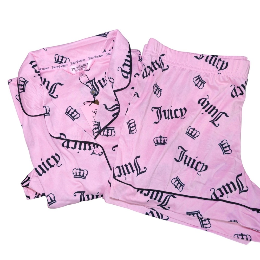 Pink Pajamas Juicy Couture Pajama Sleepwear Short Loungewear Size L NWT - Picture 2 of 10